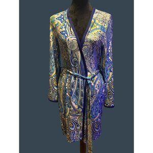 ND Intimates Blue Paisley Print Polyester/Spandex Robe S/M